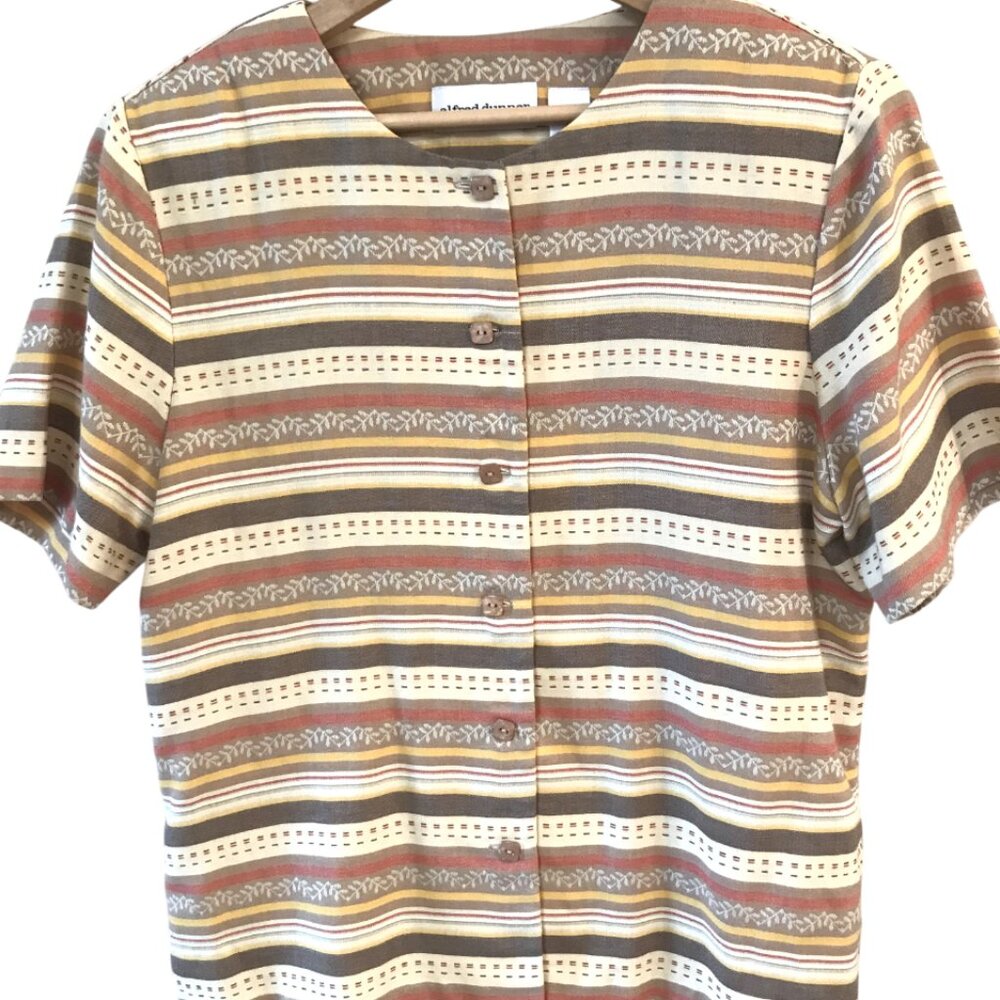 Alfred Dunner Striped Blazer, Vintage 80s Shirt Jacket Autumn Colors Size 8 - Picture 8 of 8